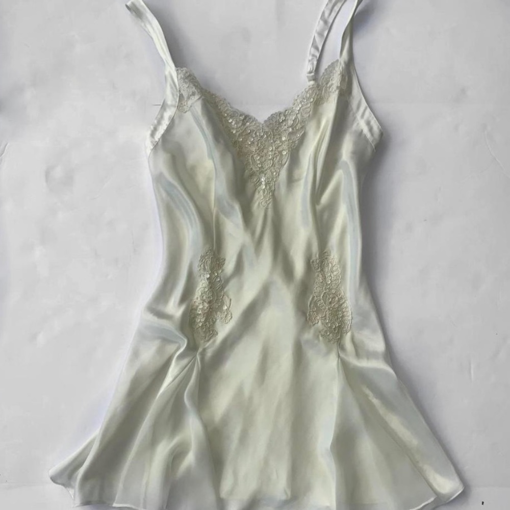 Victoria’s Secret Vintage White Cream Satin slip dress